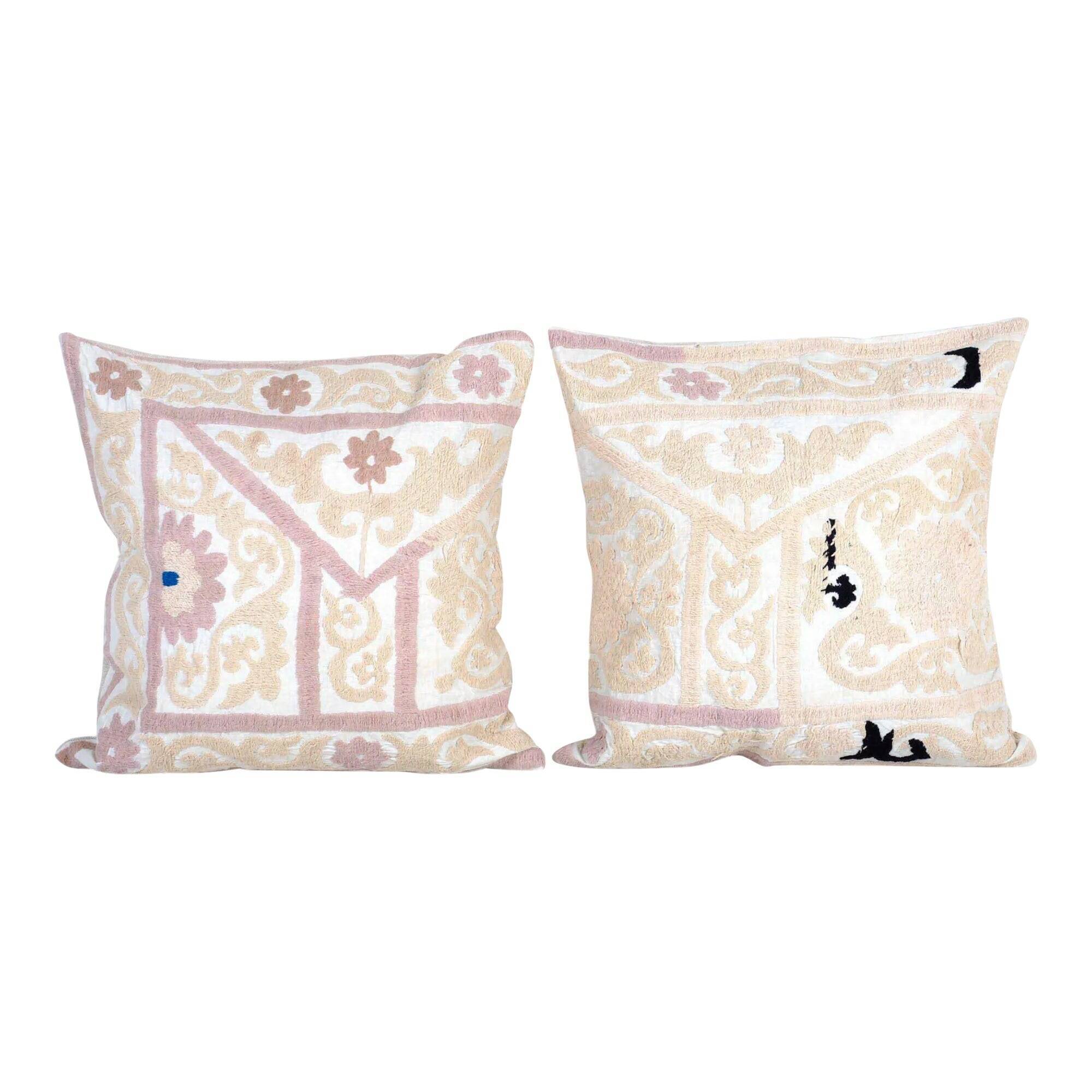 Set of 2 vintage embroidered cushion covers 53x56 cm