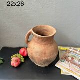 Poterie d’argile turque vintage, récipient en argile vieilli et antique / vase / petit