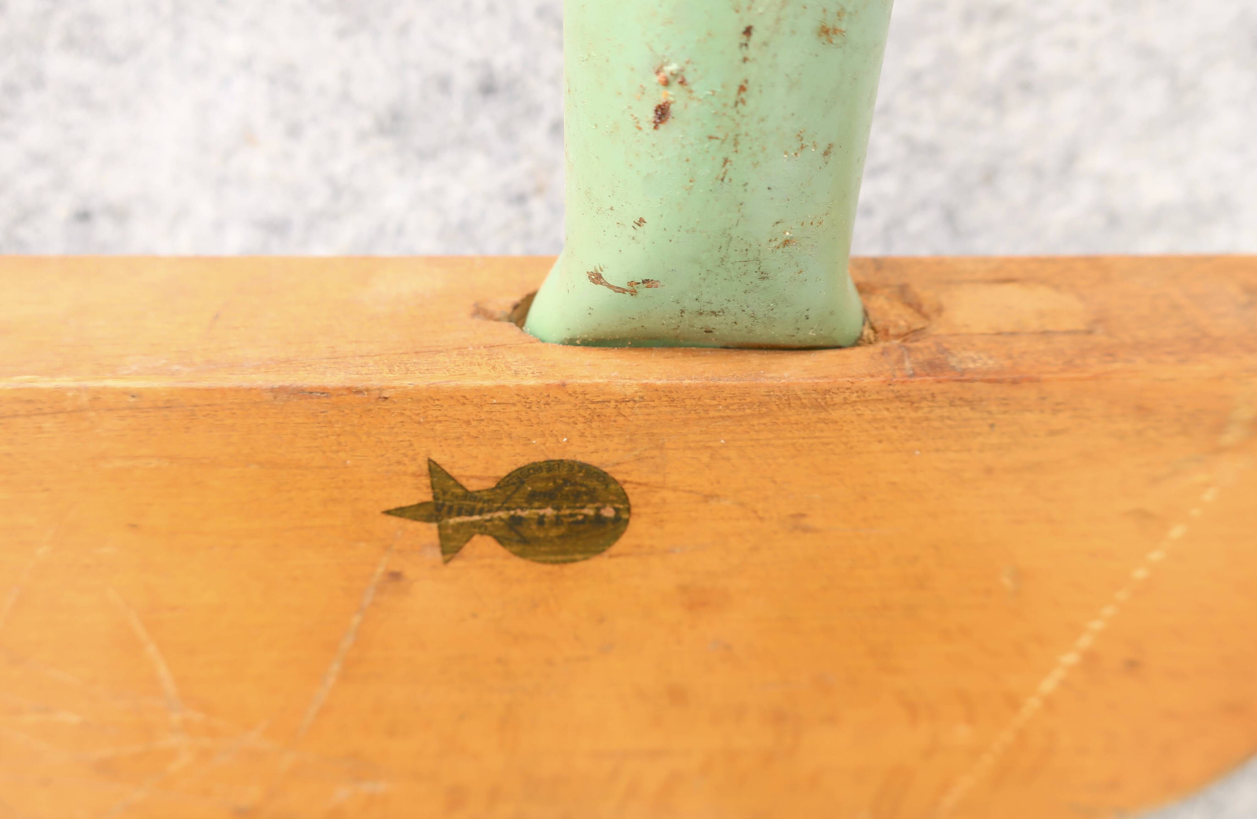 Large vintage 1950's "stella" school bench with backrest, adult height