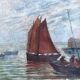 Marine table boat sea oil on canvas