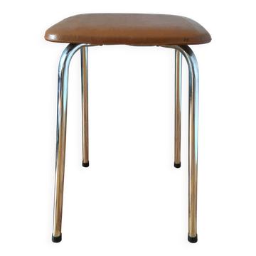 Brown faux leather stool