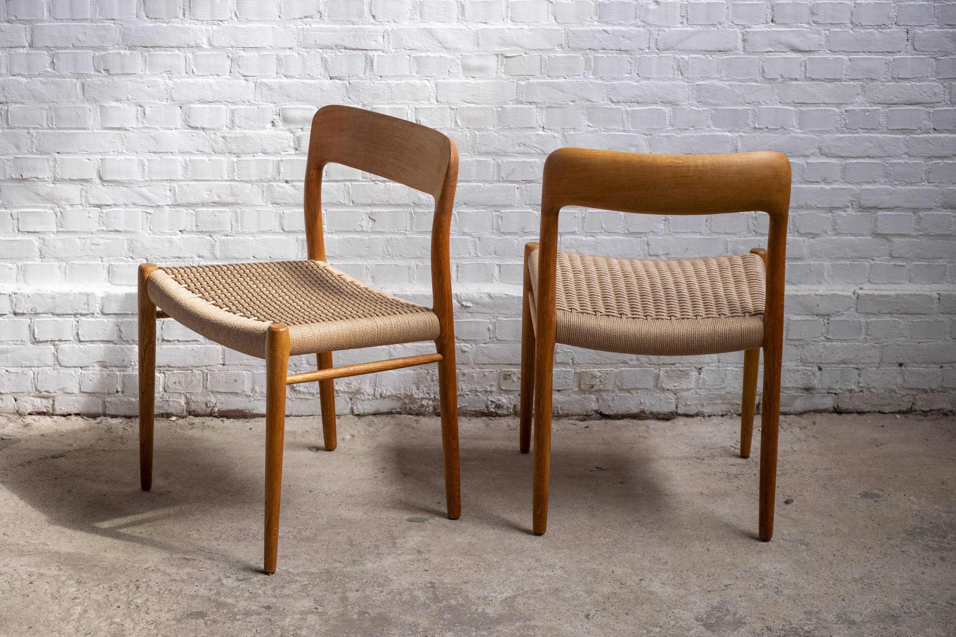 4x Niels Møller chair Model 75 in Oak, 1960s Denmark