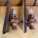Pair of Vintage Pyrographed Wood Torch Wall Lights Mountain Style #