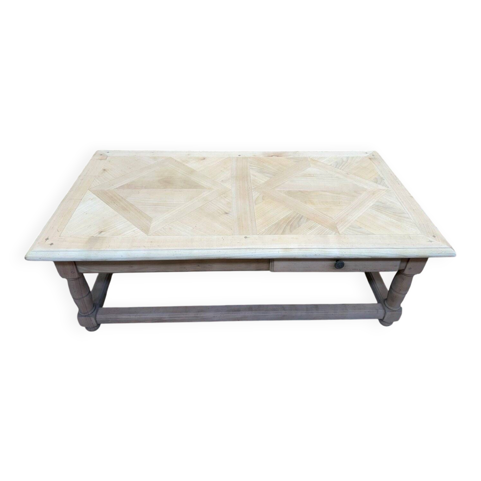 Coffee table – Louis XIII style – Solid cherry wood – Parquet top