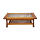 Coffee table, exotic wood, glass and rattan, vintage
