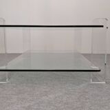 Table basse en verre et lucite de Karl Springer, USA vers 1980