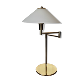 Articulated light golden with opaque white glass lampshade