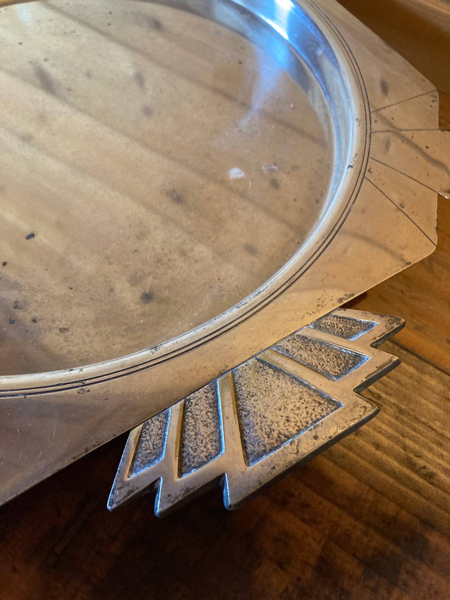 Elegant Art Deco silver-plated metal serving tray, double hallmarked