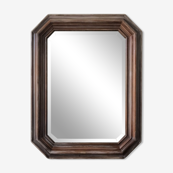 Miroir biseauté avec cadre en bois mouluré - 87x67 cm