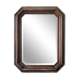 Beveled mirror with molded wooden frame - 87x67 cm
