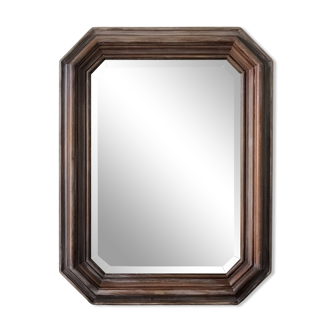 Miroir biseauté avec cadre en bois mouluré - 87x67 cm