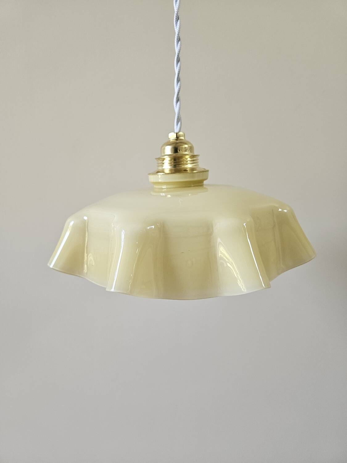 Pastel yellow opaline pendant light