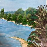 Oil painting on canvas 20th century seascape signed MLR Marie Louise REFALO