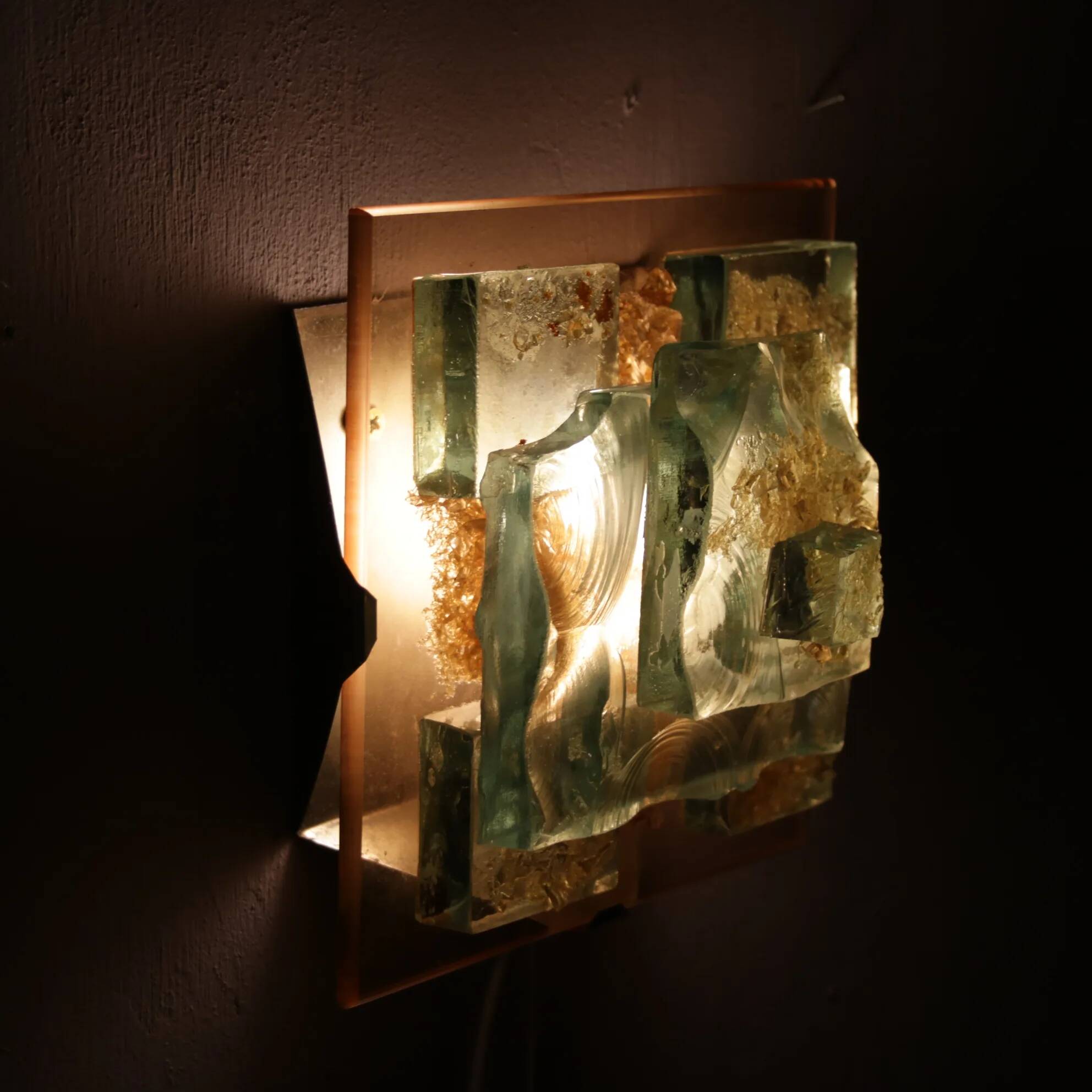 Applique murale des années 1960 en verre épais, de la marque Cosack, Allemagne.