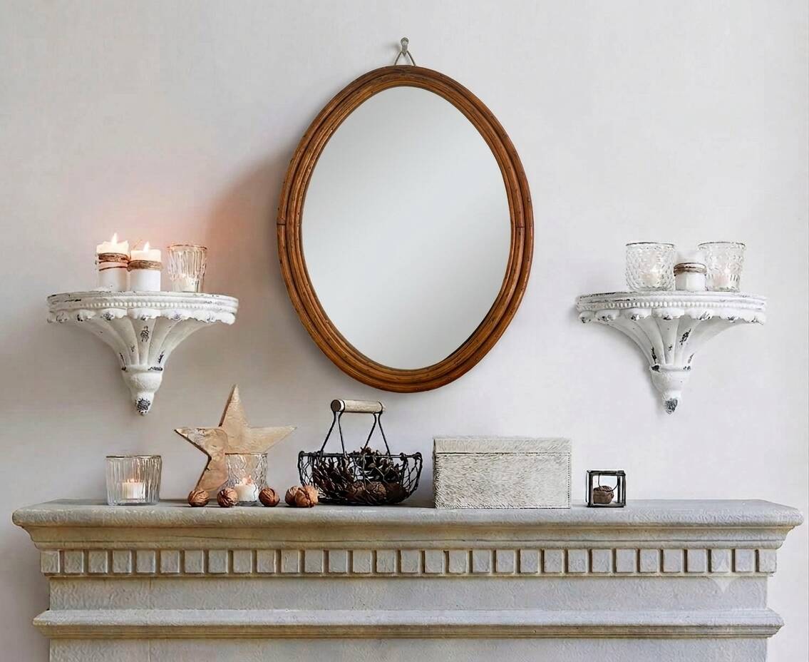 Miroir rotin vintage