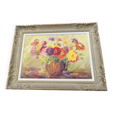 Painting of a bouquet of flowers, signed richard, 69 x 51