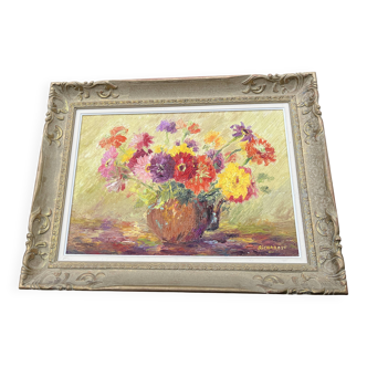 Painting of a bouquet of flowers, signed richard, 69 x 51
