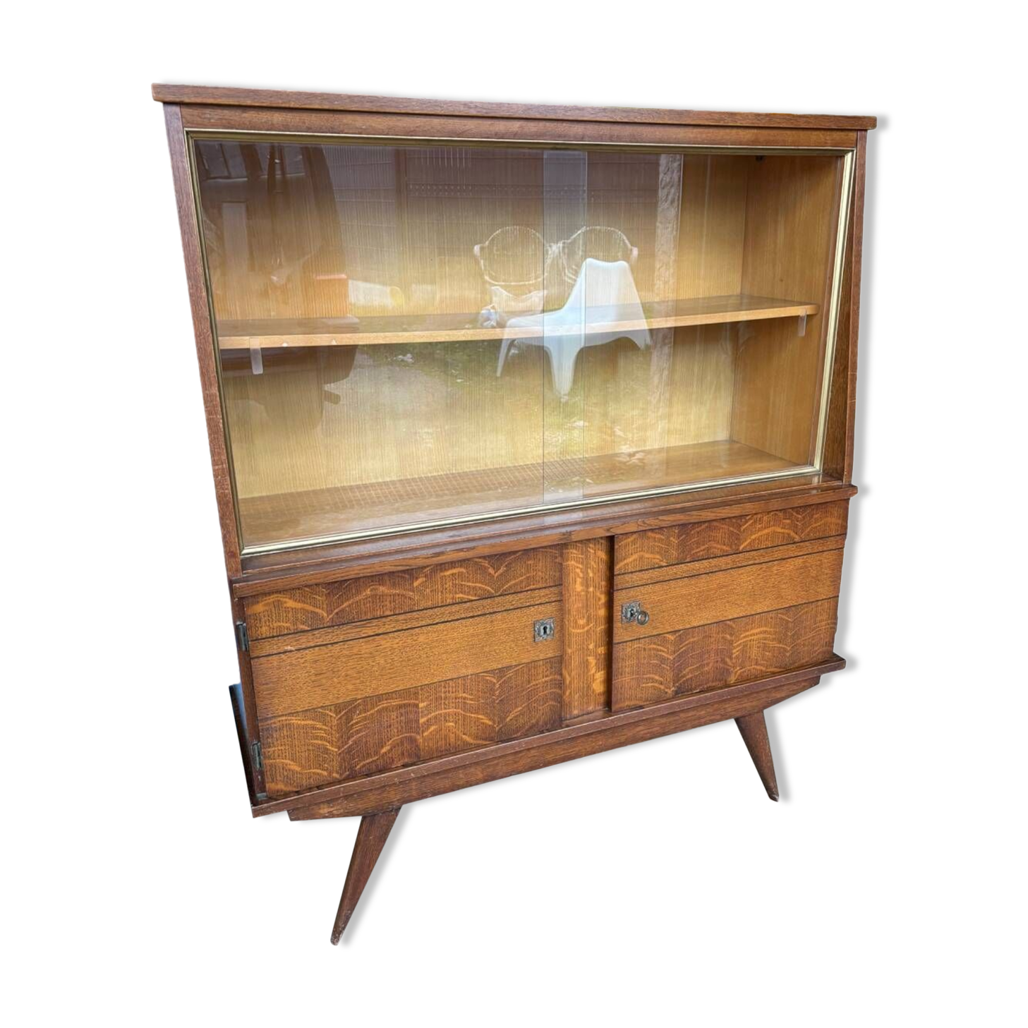 Vintage display cabinet compass legs 1950