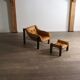Fauteuil Amazonas avec repose-pieds en cuir cognac par Jean Gillon Brésil