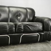 1970s Italian Two-Seat Sofa by Adriano Piazzesi in Chrome and Leatherette