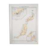 Ancient marine map of Lanzarotte and Fuerteventura Islands
