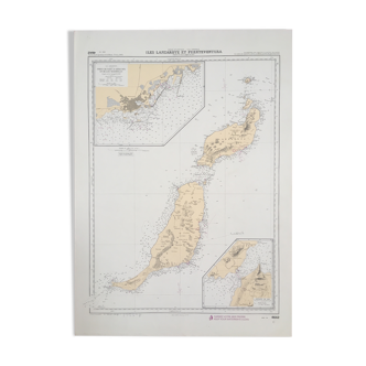 Carte marine ancienne des Îles Lanzarotte et Fuerteventura
