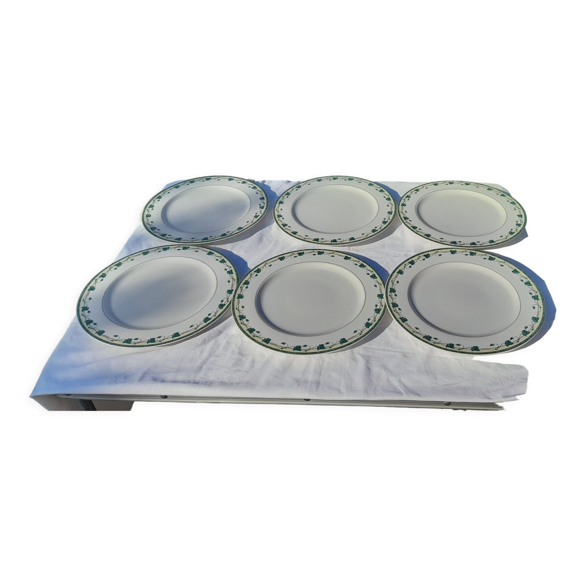 6 flat plates in Limoges porcelain Guy Degrenne model Corynthe diam 26 5 cm never served