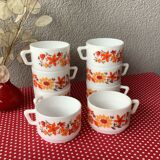 Tasses arcopal "flore" marguerite et tournesol seventies