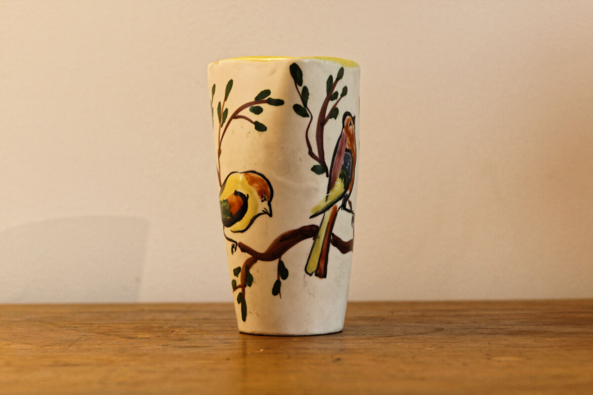 Vase Vallauris signed, birds