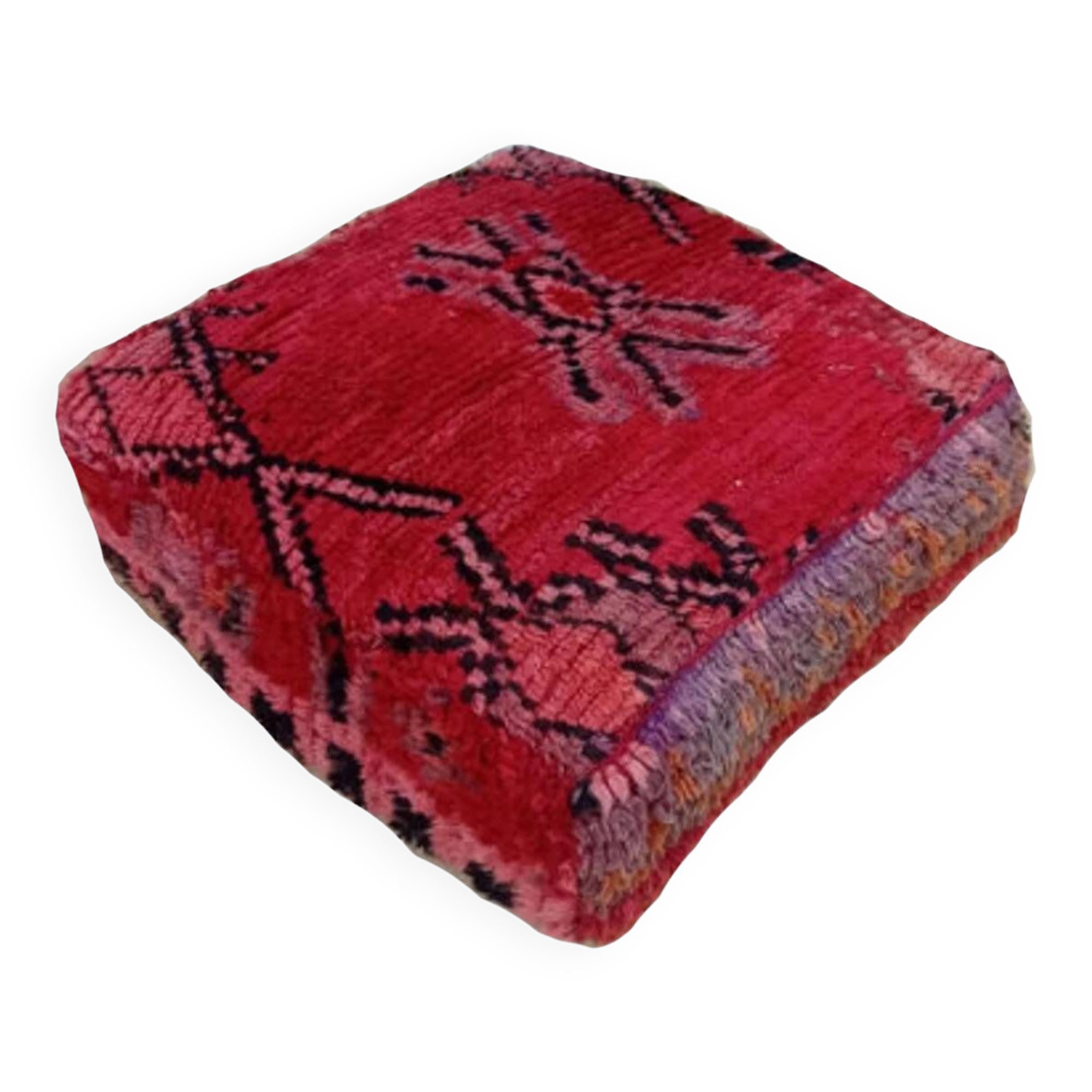 Handmade Berber pouf in wool 60 X 60 X 20 CM