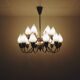 Fog & Mørup 18-Arm Brass and Opaline Glass Tulip Chandelier