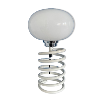 Lampe ressort blanche vintage 1970