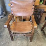 Pair of leather armchairs 19th century