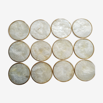 12 mother-of-pearl glasses mats