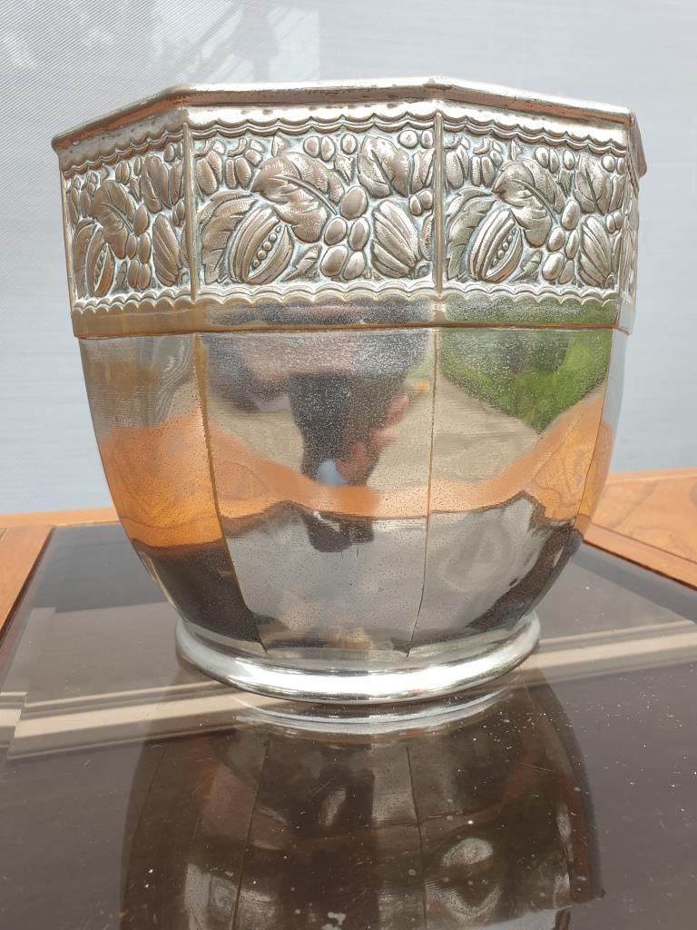 Art Deco chrome brass pot cache