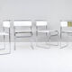 Set of Four Modern Italian White Leather Libellula Chairs by Giovanni Carini 70s