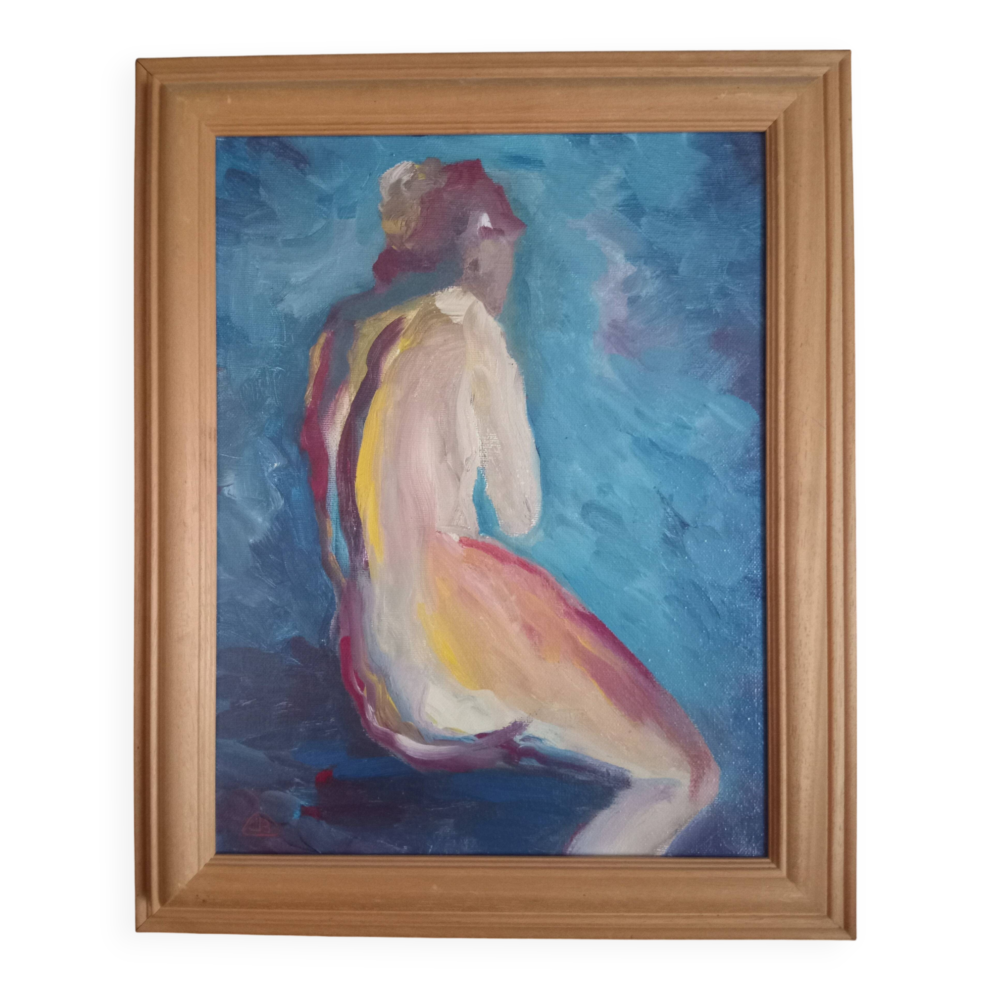 Female nude, oil on canvas, impressionist style, framed, signed J.Bénard