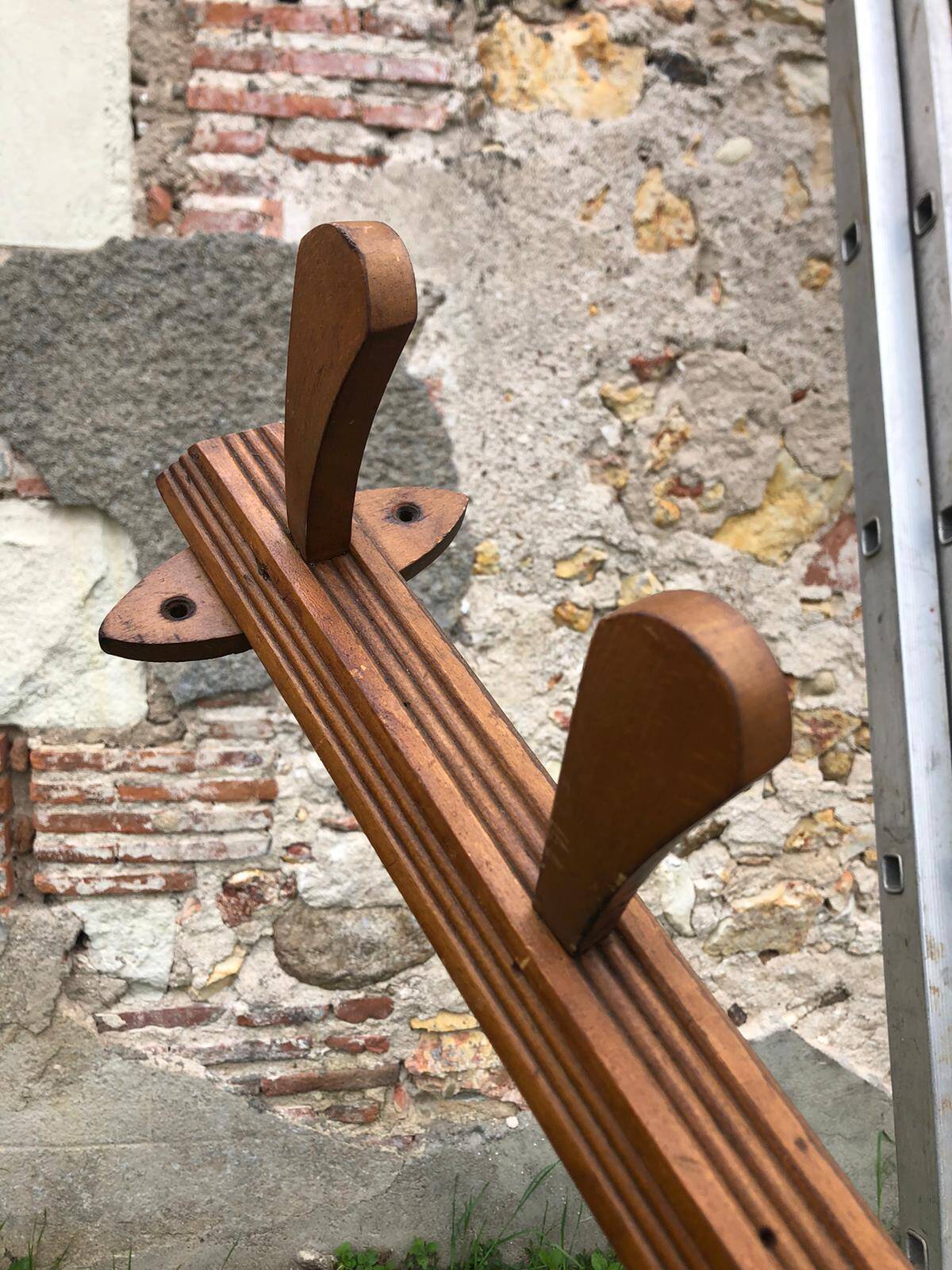 Wooden wall coat rack, vintage wall coat rack, entrance hall