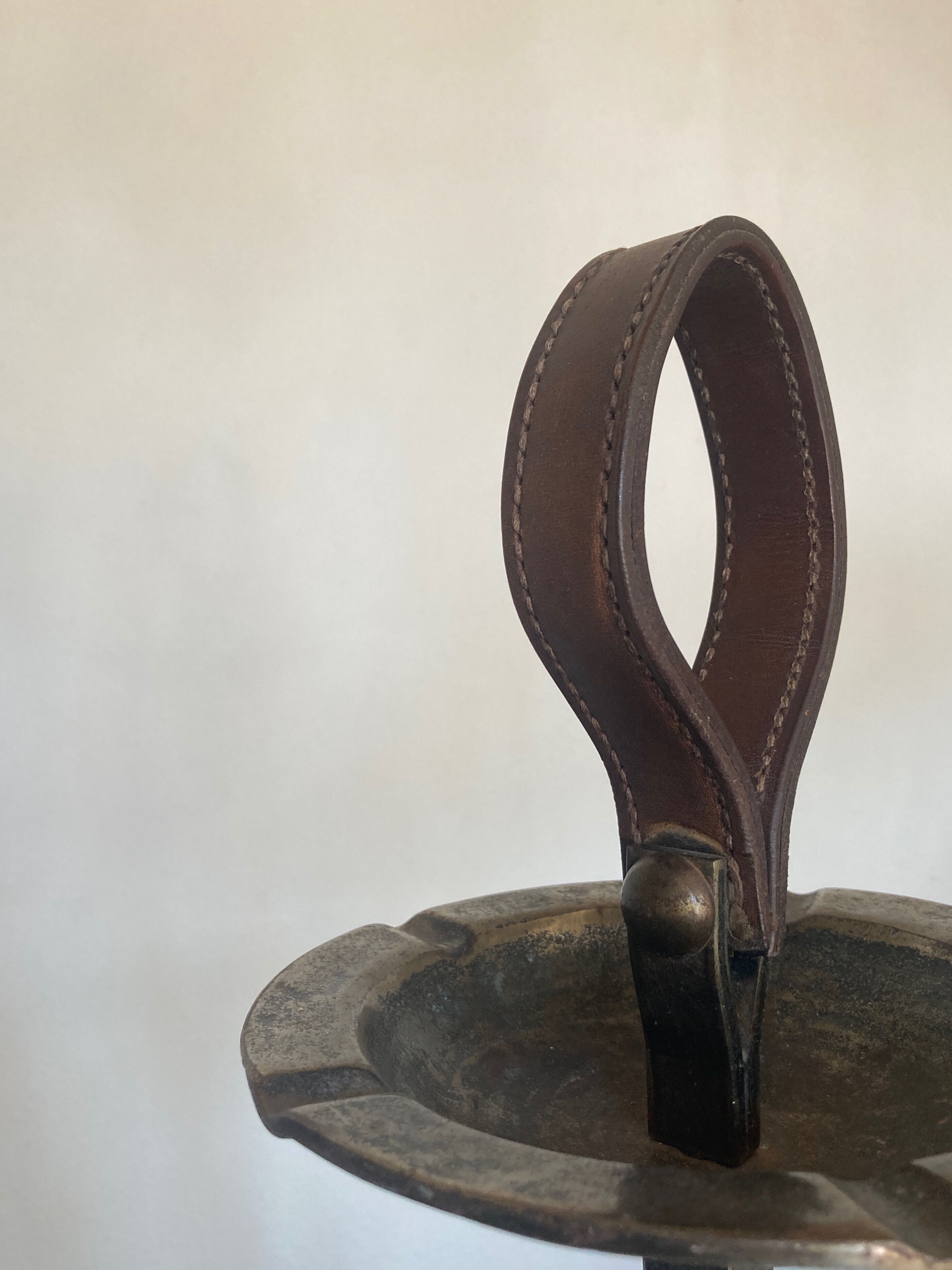 Bronze, steel and leather ashtray by JP Ryckaert, 1970 brutalist.