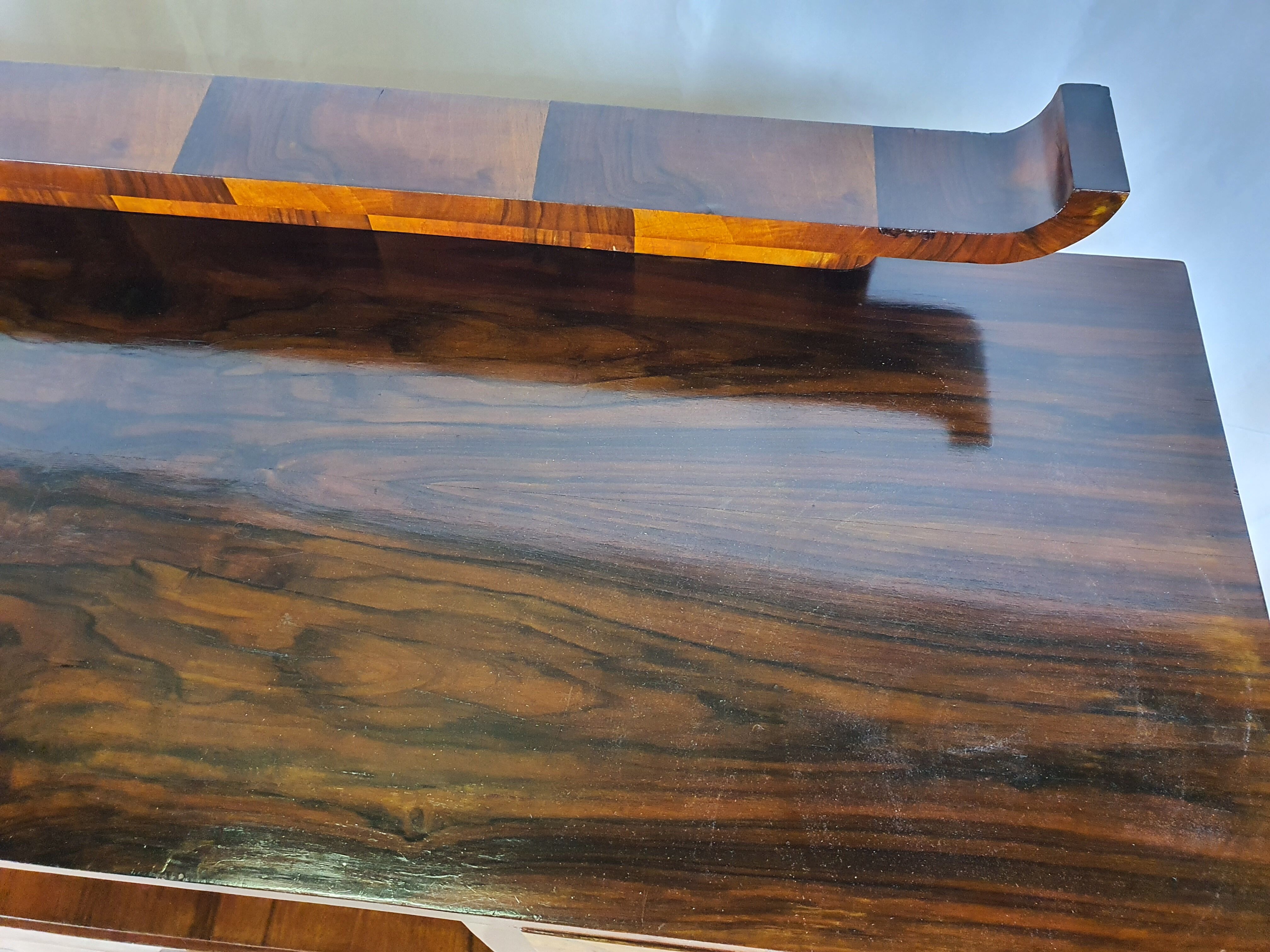 Art deco dining room sideboard in briar with upstand, 1940s