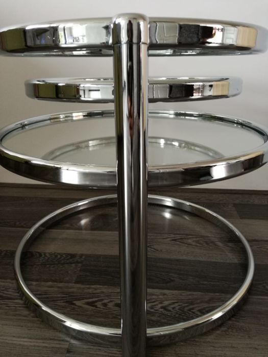 Steel coffee table and leitmotiv glass-swivel