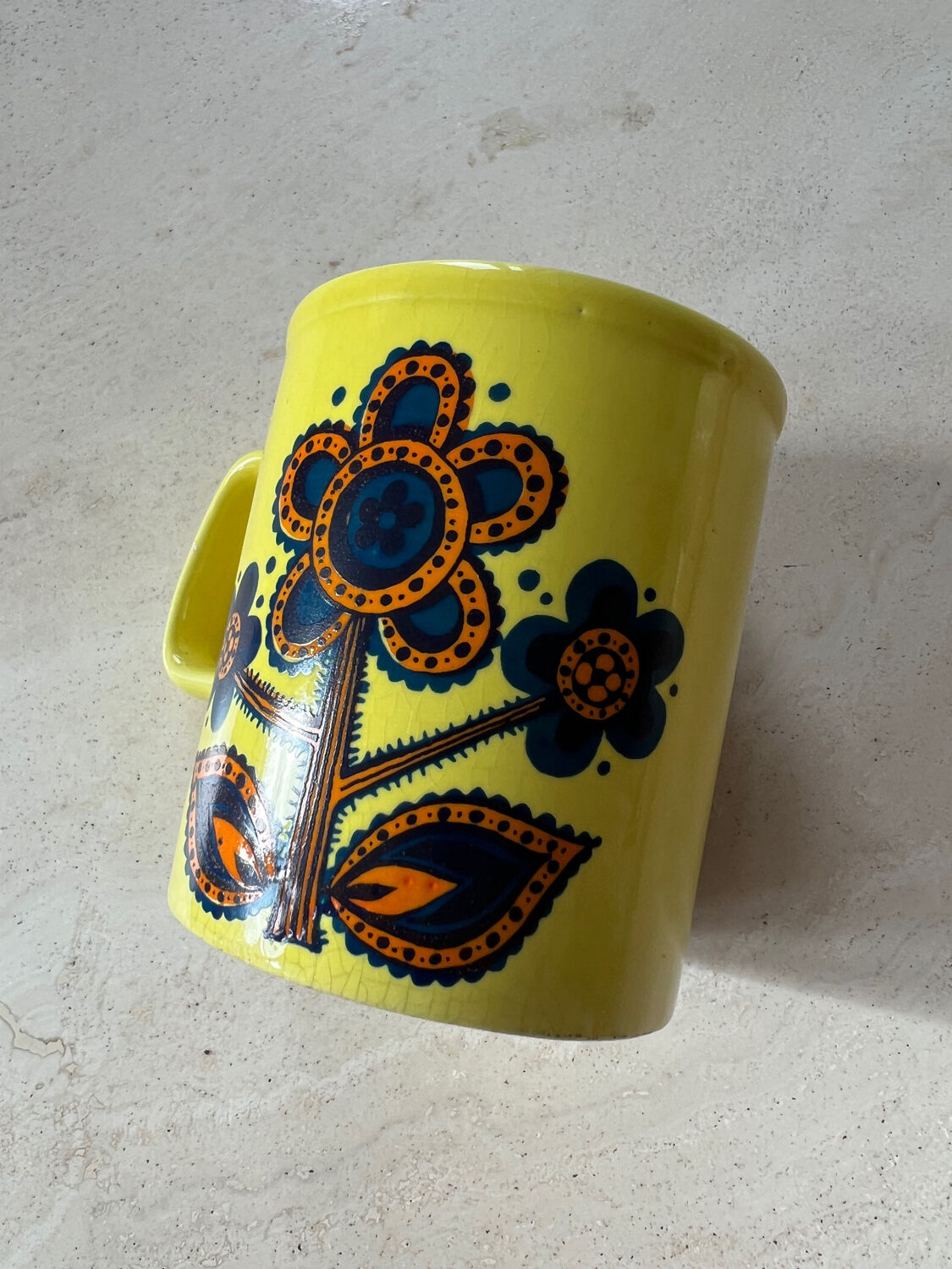 Staffordshire mug yellow england