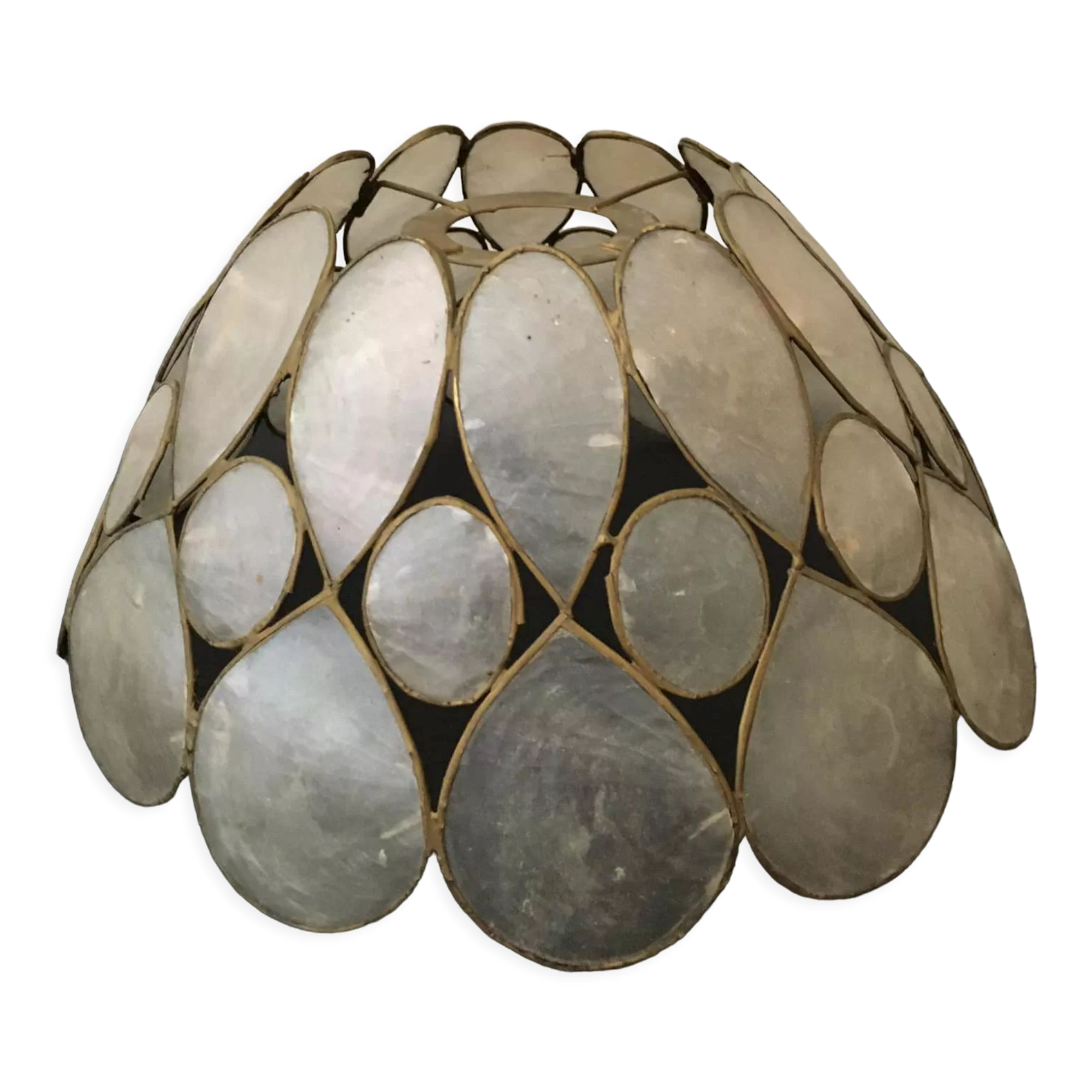 Lampshade in mother-of-pearl and brass
