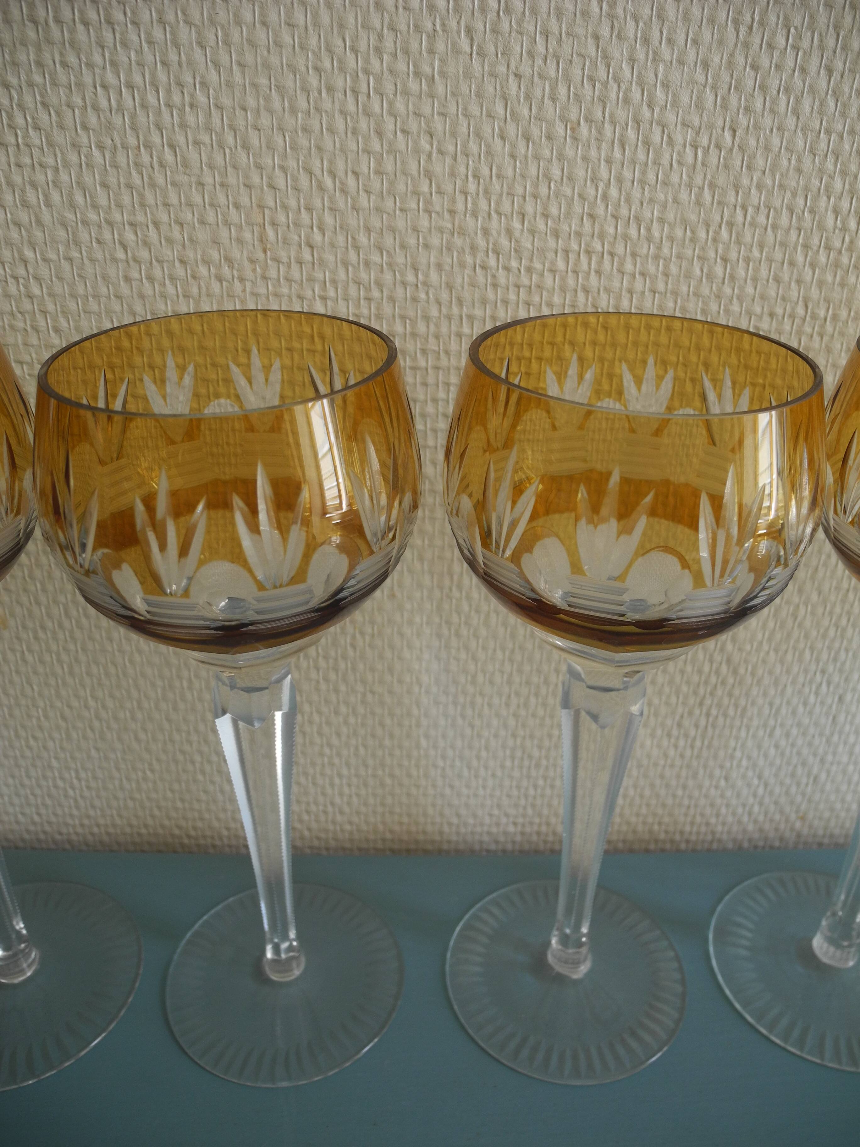 Set of 6 cut crystal wine glasses vintage crystal wine glasses