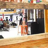 Indus mirror made of recycled solid exotic woods