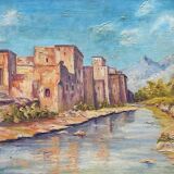 Tableau HSP 1956 "Kasbah Talat n’Yacoub" Orientalist Morocco