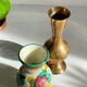 Vintage handcrafted ceramic and brass vases