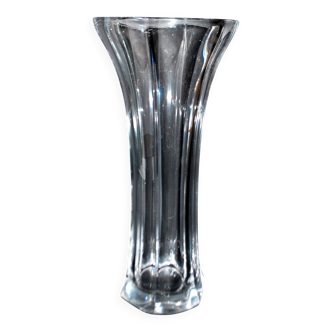 Sèvres large molded crystal vase, modernist design, H48.5