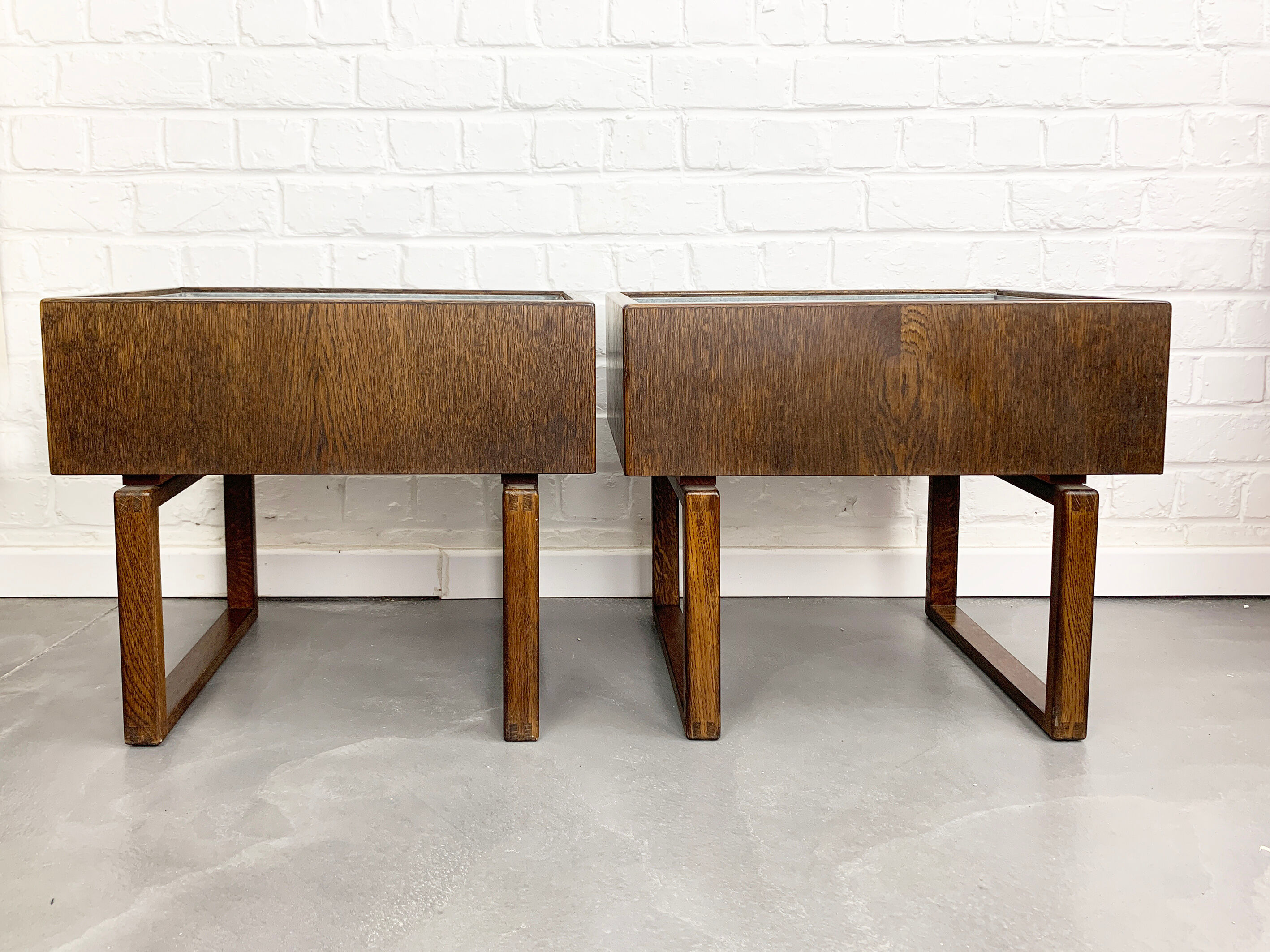 Pair of Scandinavian Planters Made of Exotic Wood, Kai Kristiansen, Salin Mobler, Denmark, 1960