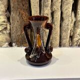 Orange and brown Vallauris vase